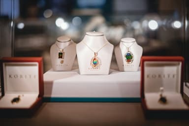 Pendants on display