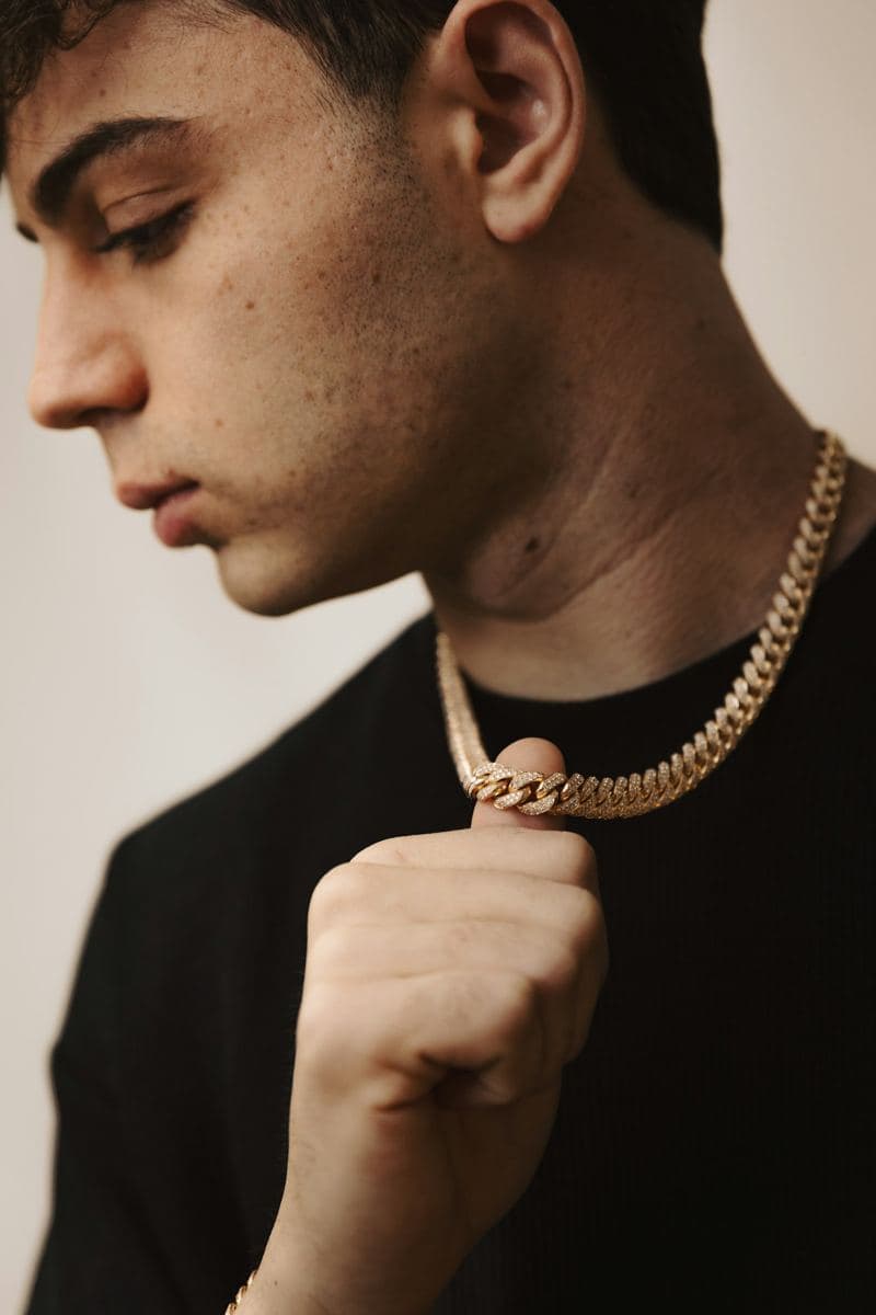 Iced Cuban Link, Yellow Gold, another angle