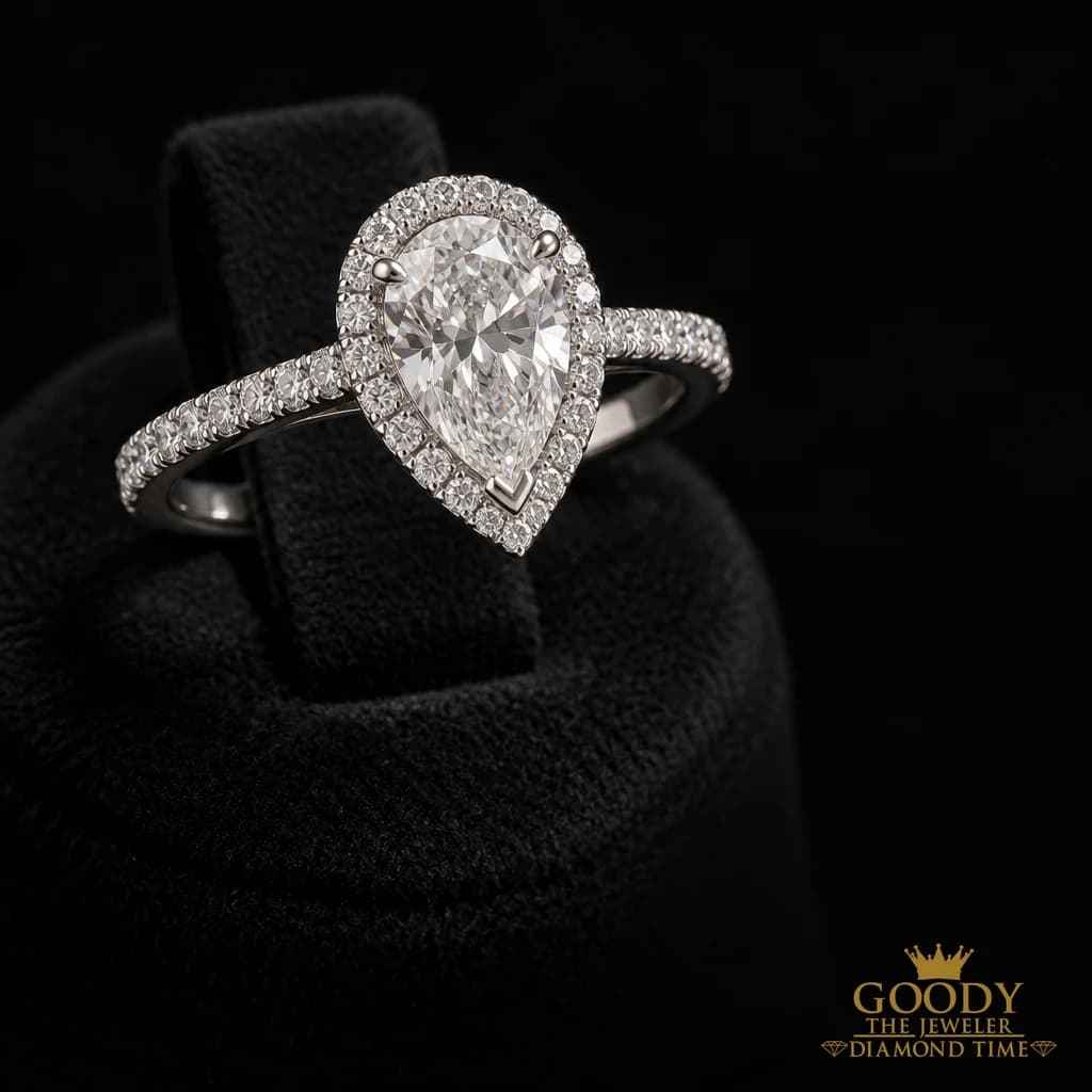 Pear halo ring concept drawn by our AI Designer