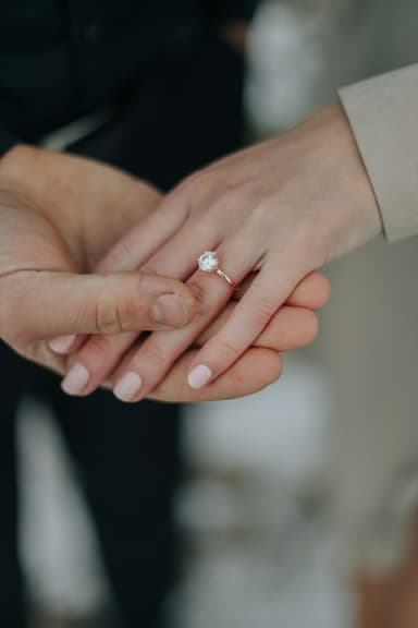 Engagement ring on hand